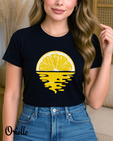 Vara - Tricou Negru Lemon Sunset