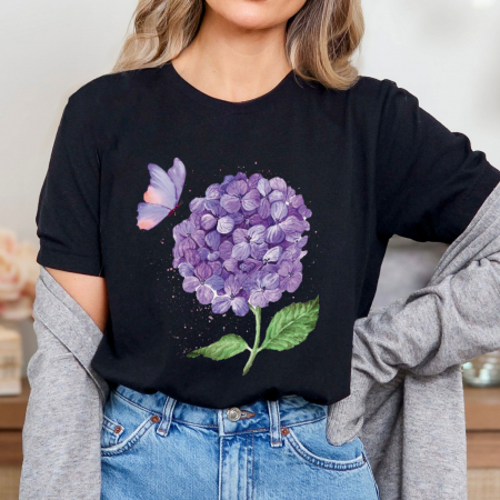 Flori - Tricou Negru Purple Magic