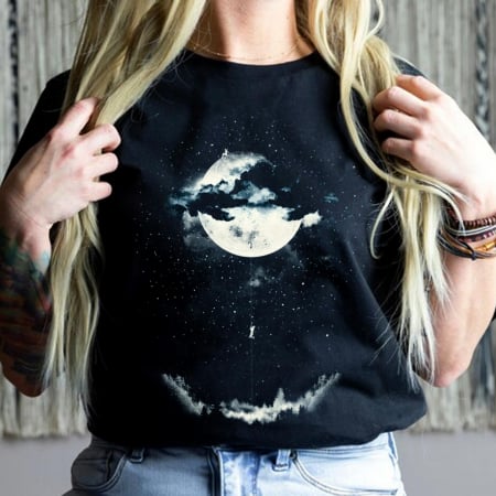 Fantasy - Tricou Negru Moon Dreaming
