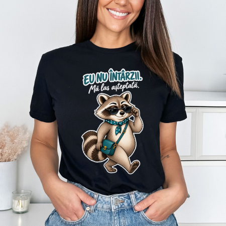 Animale - Tricou Negru Ma Las Asteptata - varianta pe negru