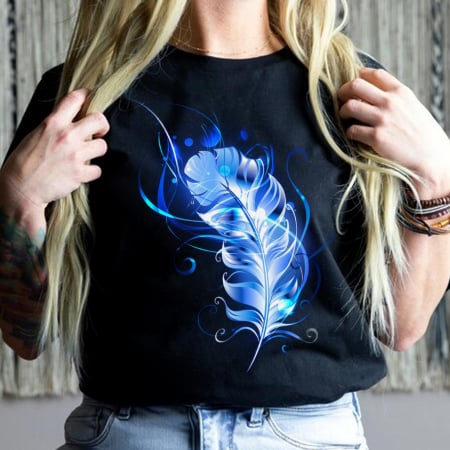 Fantasy - Tricou Negru Glowing Feather