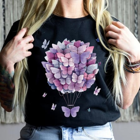 Fantasy - Tricou Negru Purple Balloon
