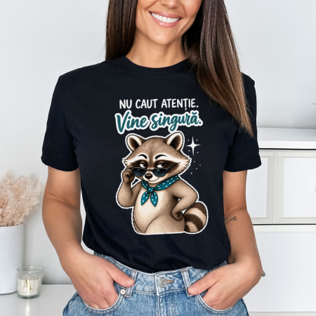 Animale - Tricou Negru Nu Caut Atentie - varianta pe negru