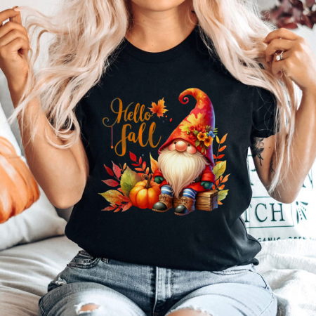 Tricouri Toamna - Tricou Negru Maple Gnome