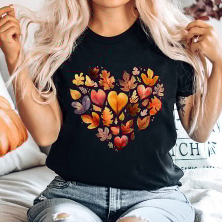 Tricouri Toamna - Tricou Negru Loving Fall