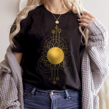 Moon - Tricou Negru Gold Sun