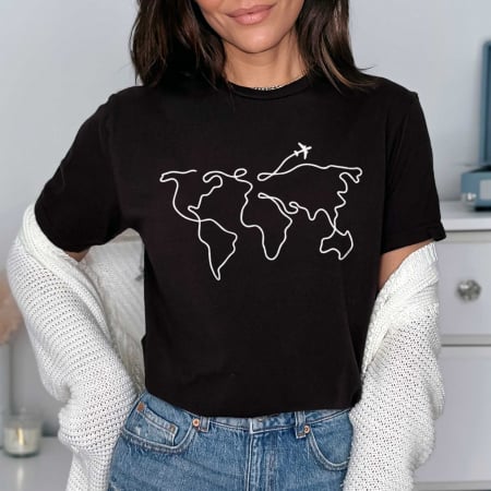 Travel - Tricou Negru Small World