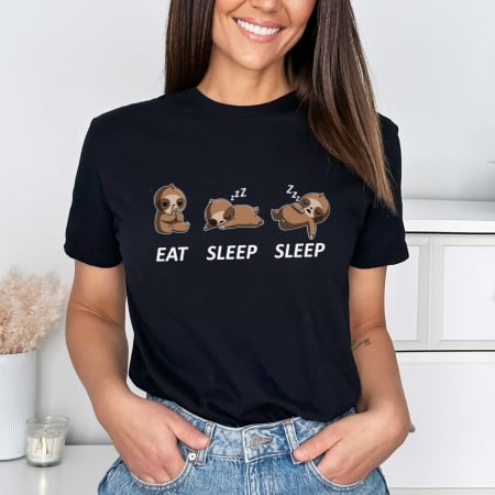Animale - Tricou Negru Sleepy Sloth