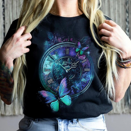 Fantasy - Tricou Negru Time Flies