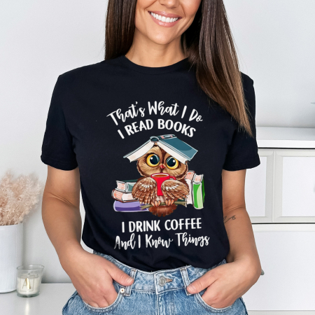 Animale - Tricou Negru Books Coffee Owl