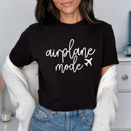 Travel - Tricou Negru Airplane Mode