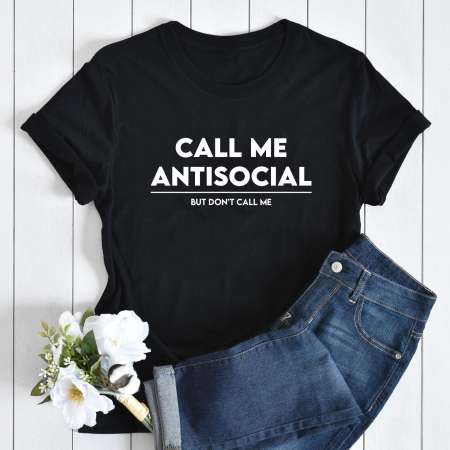 Statement - Tricouri cu Mesaj - Tricou Negru Call Me Antisocial