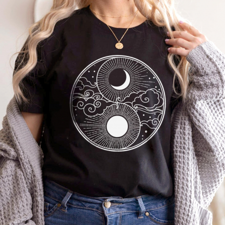 Moon - Tricou Negru Yin Yang