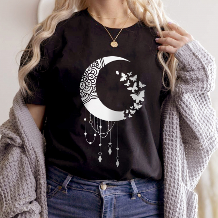Moon - Tricou Negru Abstract Moon