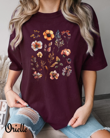 Wildflowers - Tricou Oversized Autumn Rust