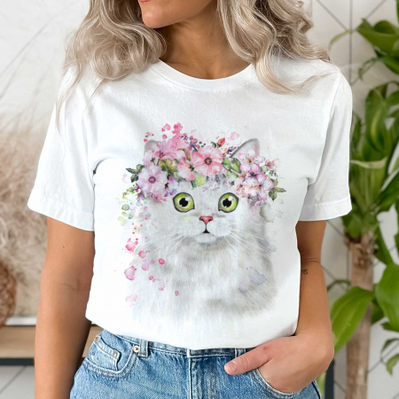 Pisici - Tricou Pisica White