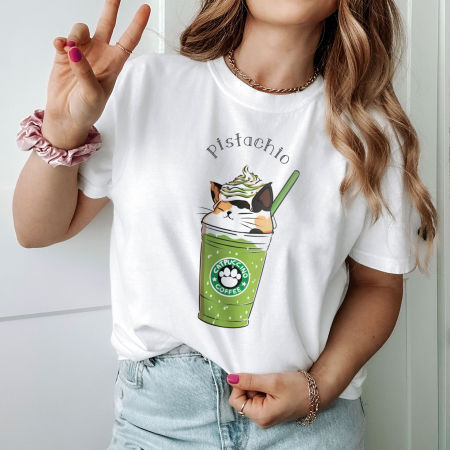 Coffee - Tricou Pistachio Catpuccino