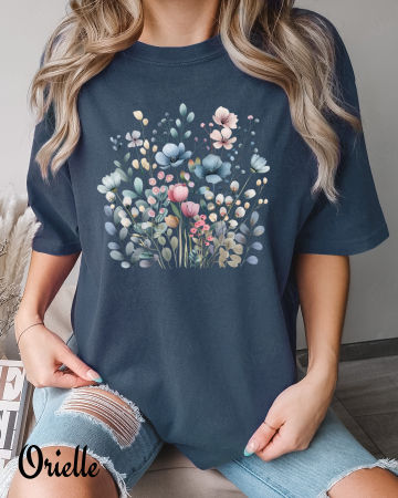 Wildflowers - Tricou Oversized Blue Meadow