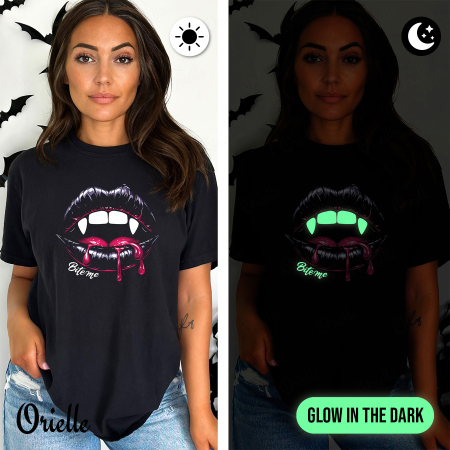 Halloween - Tricou Relaxed Fit Fosforescent Bite Me