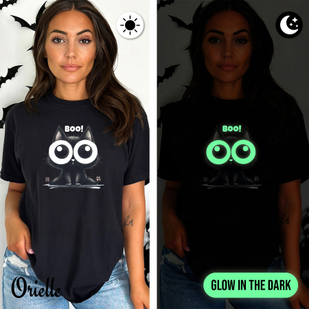 Halloween - Tricou Relaxed Fit Fosforescent Kitty Boo