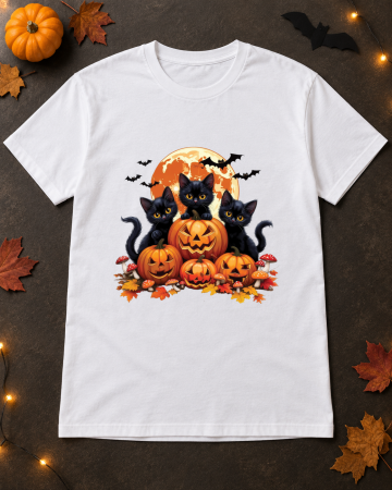 Halloween - Tricou Unisex Full Moon Cats