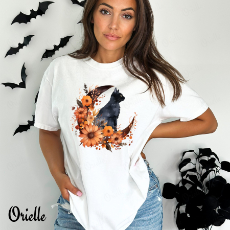 Halloween - Tricou Relaxed Fit New Moon Cat