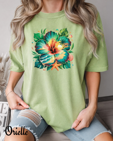 Vacanta - Tricou Relaxed Fit Tropical Hibiscus