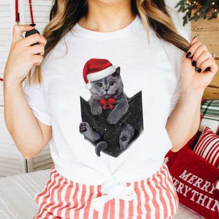 Craciun - Tricou Fancy Cat Christmas