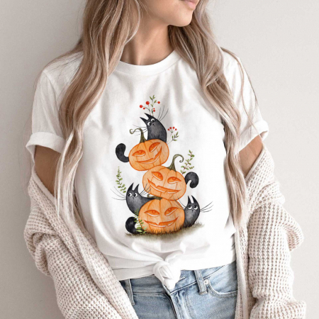 Tricouri Toamna - Tricou Pumpkin Cats