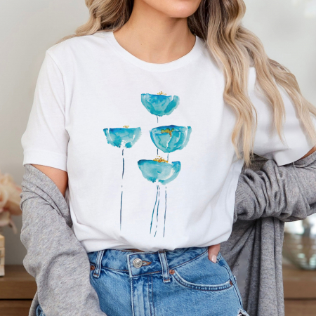 Flori - Tricou Blue Poppy