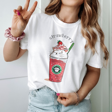 Coffee - Tricou Strawberry Catpuccino