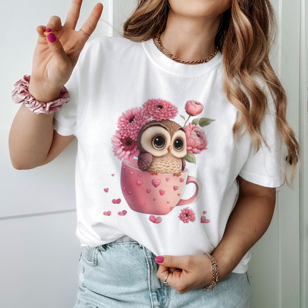 Coffee - Tricou Pink Owl Cup