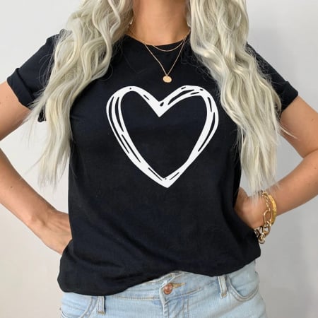Heart - Tricou Negru White Heart