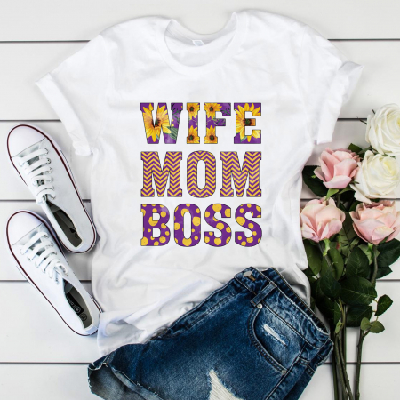 Mame - Tricou Multicolored Wife Mom Boss
