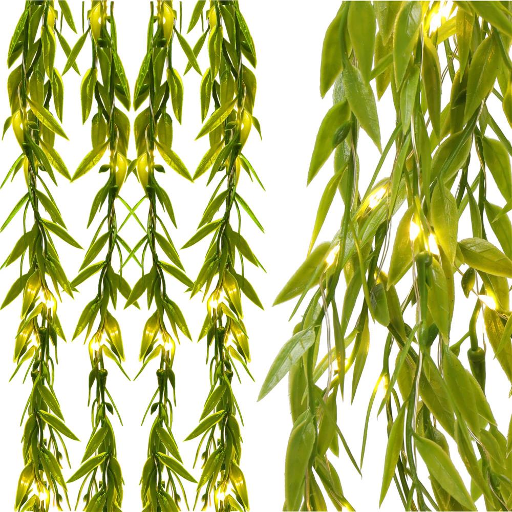 Ghirlande si lampi solare - Ghirlanda luminoasa tip perdea de frunze artificiale, 285x105cm, 200 LED-uri, alb cald