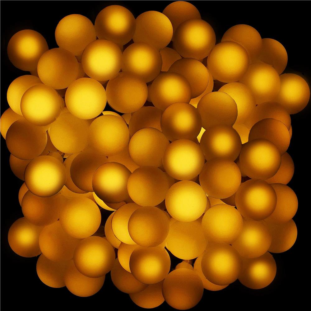 Instalatii luminoase - Instalatie bile luminoase pentru gradina, 7,5 metri, 50 LED-uri, cu baterii, galben