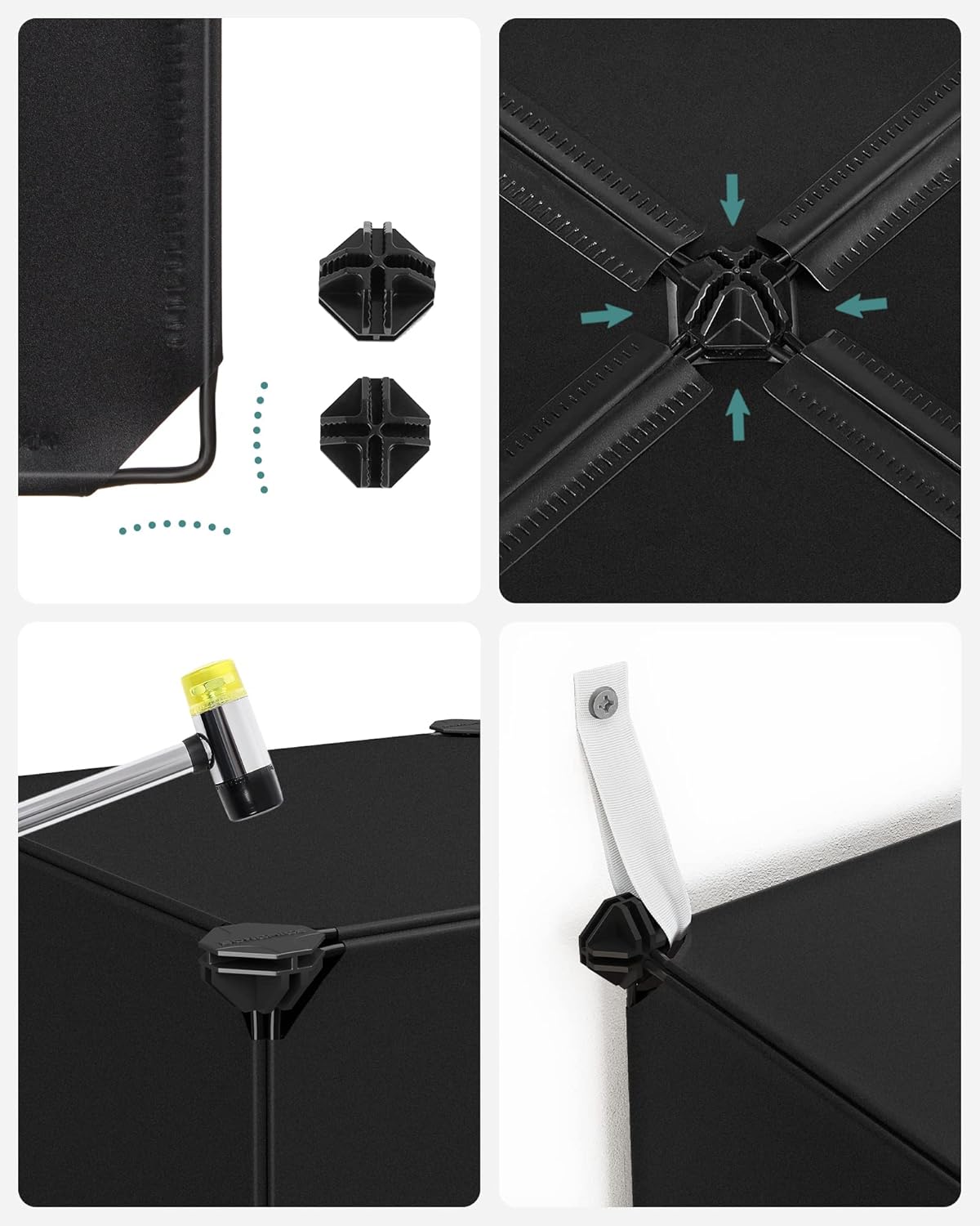 SONGMICS Unitate de depozitare cu 16 cuburi, pentru pantofi sau haine, personalizabil, 31x123x123 cm, negru [5]