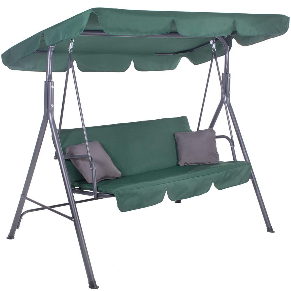 Balansoare de gradina - Leagan Balansoar Sersimo Luna cu Pernite pentru Terasa sau Gradina, 3 locuri, 220kg, verde