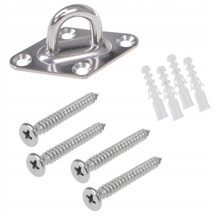 Accesorii hamace - Kit de fixare pentru prelate de soare sau hamace, otel, 9 elemente