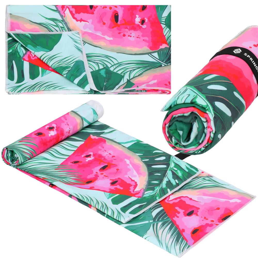 Prosop de plaja cu uscare de rapida, husa de transport, 90x180cm, model pepene verde [6]