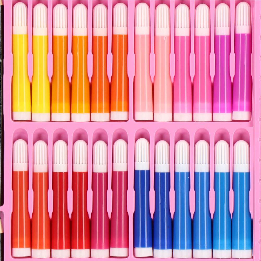 Set de pictura si desen pentru copii, 258 de piese, trusa plastic roz [6]