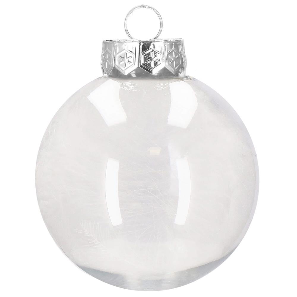 Set globuri de Craciun Inedit, 30 bucati, 7cm, transparente si alb [6]