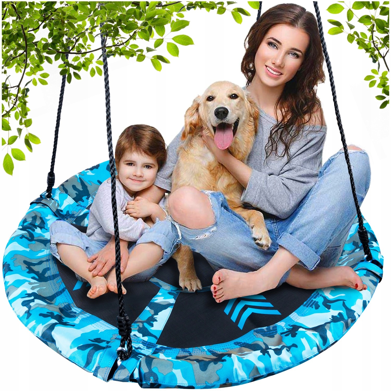 Leagan tip cuib Camuflaj 100cm, inaltime reglabila, 150 kg, Albastru Negru [6]