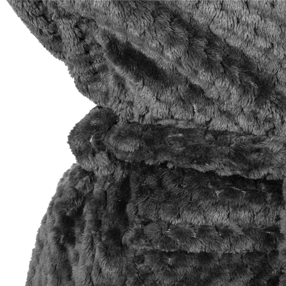 Halat de baie pentru femei pana la genunchi, cu gluga, marimea S/M, gri inchis [6]