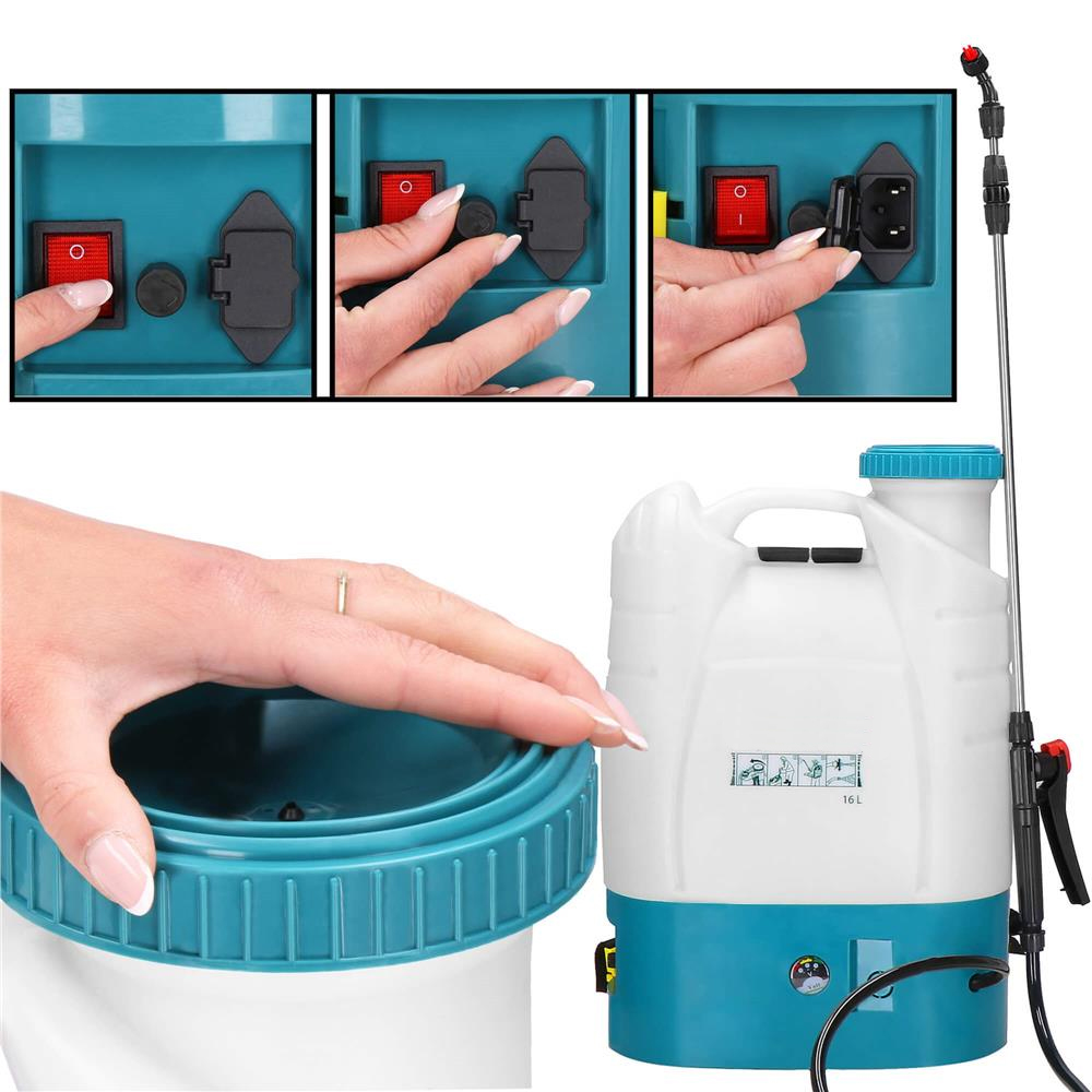 Pompa de stropit electric rucsac 16L, cu acumulator, 6 duze, lance telescopica si presiune reglabila [6]