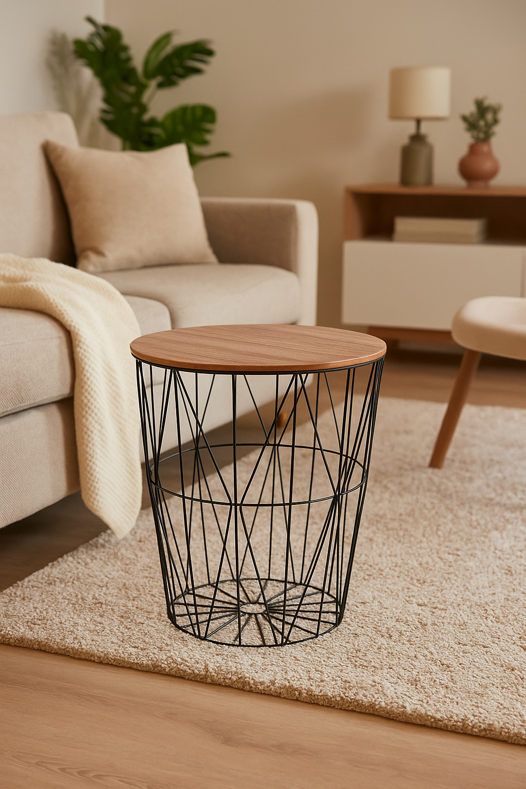 Masuta cafea Atmosphera Kumi, otel si MDF, 47x57 cm, negru [2]