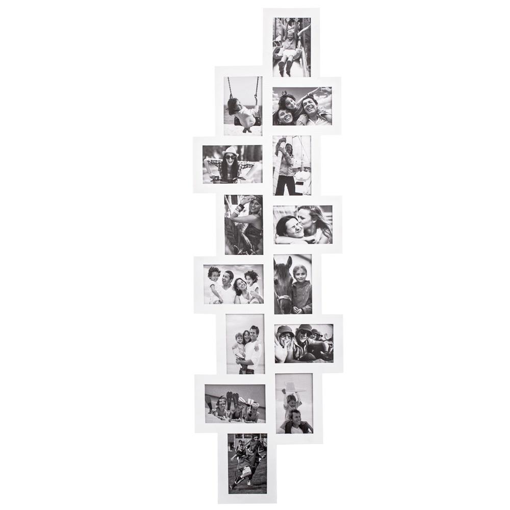 Rame foto - Rama foto de perete, colaj de 14 fotografii, 36x118cm, alb