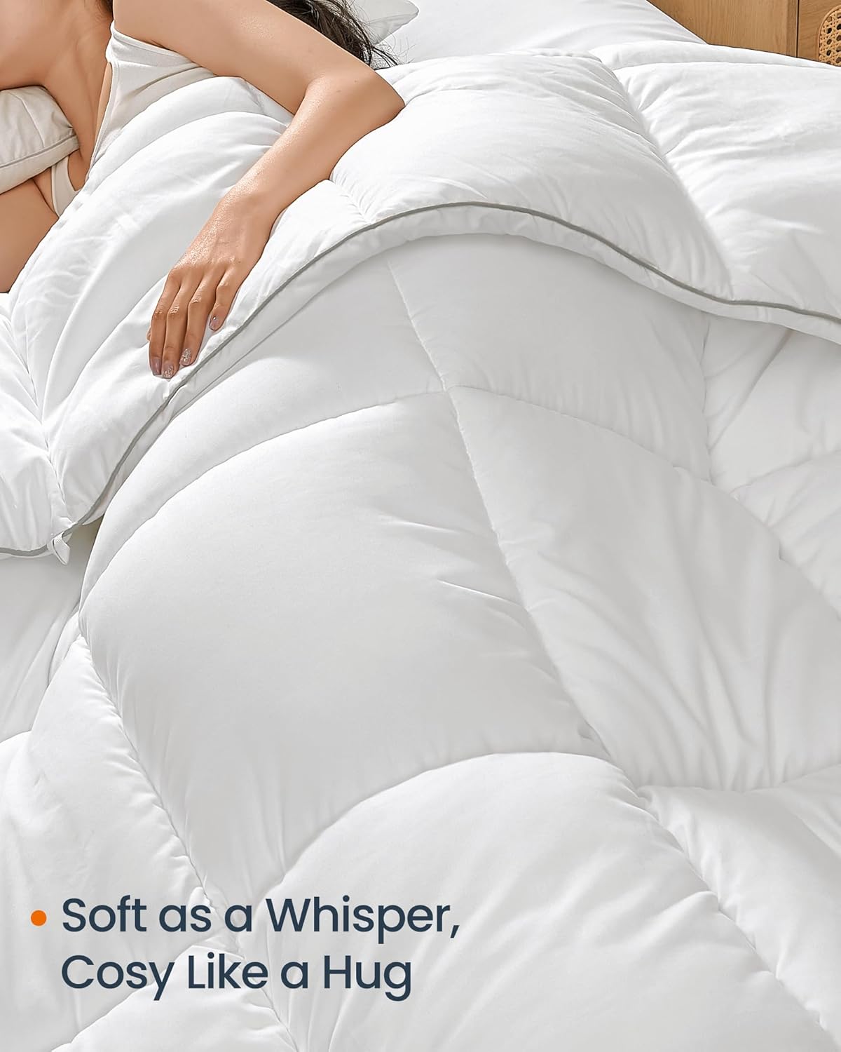 SONGMICS Pilota matlasata dubla, 4 anotimpuri, 150, 350 si 500 GSM, din microfibra, 200x200 cm, alb [6]