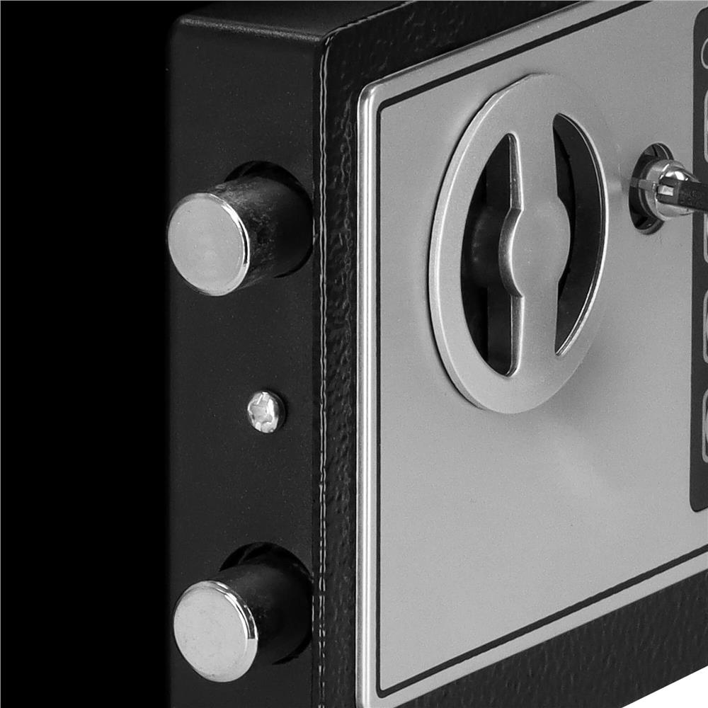 Seif electronic standard cu cifru si cheie, 170x230x170 mm, Otel, Negru [6]
