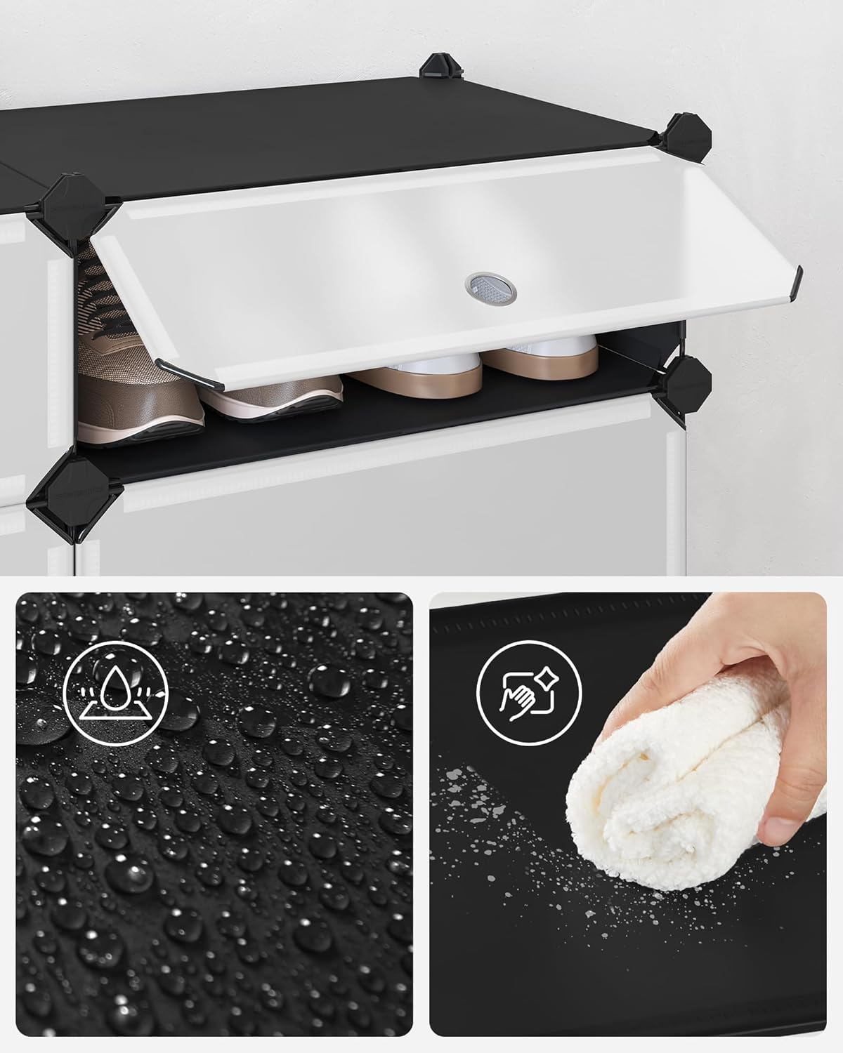 SONGMICS Dulap de depozitare pantofi modular, configurabil cu 10 compartimente, 43x31x173 cm, negru [6]